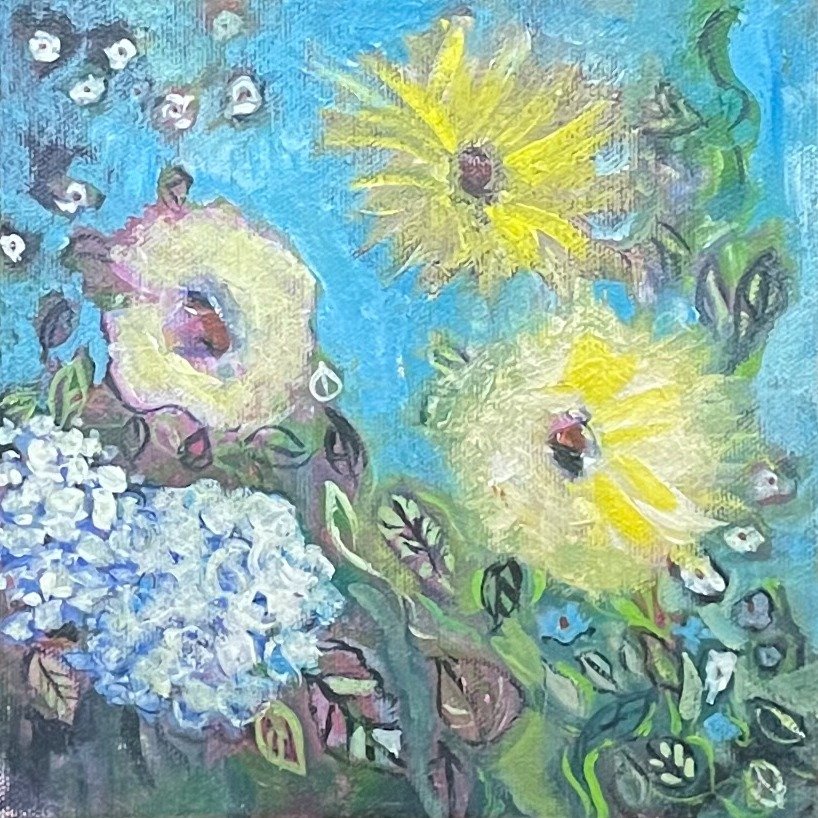 Sunflowers and Hydrangeas